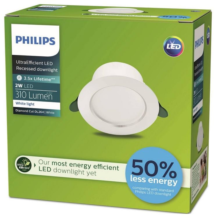 Produktbild: Philips 8720169308084 Diamond Einbauleuchte LED 2W Wei&szlig;