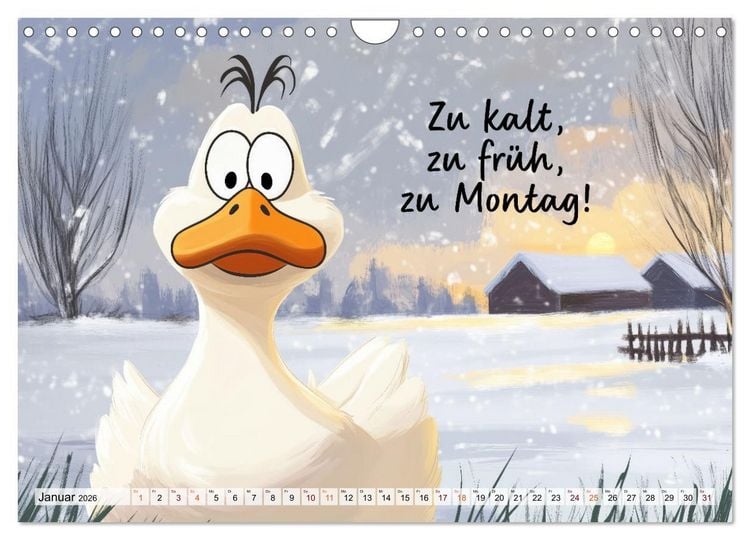 Produktbild: Gans coole Spr&uuml;che (Wandkalender 2026 DIN A4 quer), CALVENDO Monatskalender