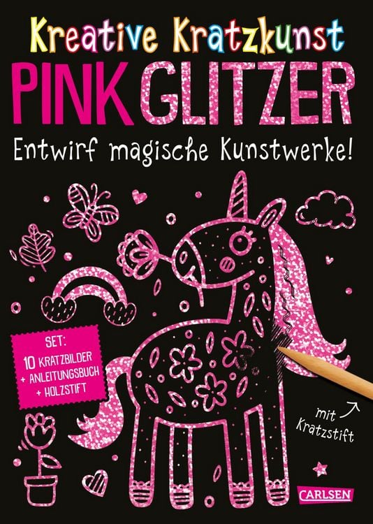 Produktbild: Kratzbilder f&uuml;r Kinder: Kreative Kratzkunst: Pink Glitzer