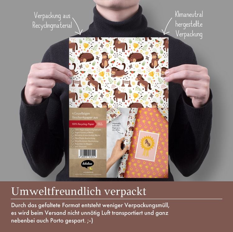 Produktbild: Geschenkpapier-Set f&uuml;r Kinder: Pferde, Reiten