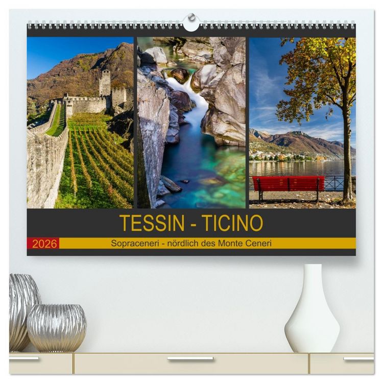 Produktbild: Tessin - Ticino (hochwertiger Premium Wandkalender 2026 DIN A2 quer), Kunstdruck in Hochglanz