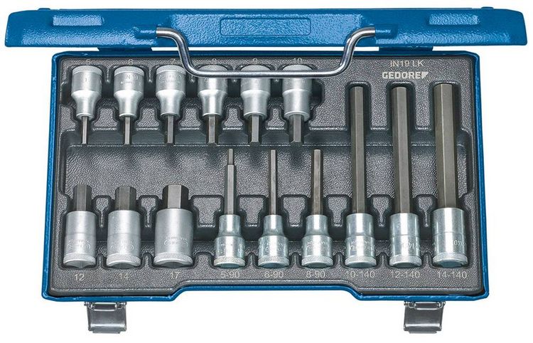 Produktbild: Gedore Steckschl&uuml;ssel-Bit-Einsatz-Set 1/2\" (12.5 mm) 15teilig 6129360