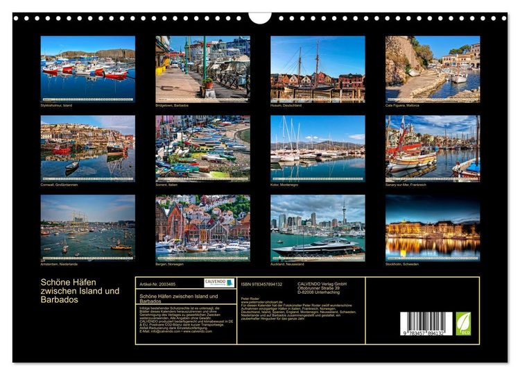 Produktbild: Sch&ouml;ne H&auml;fen zwischen Island und Barbados (Wandkalender 2026 DIN A3 quer), CALVENDO Monatskalender