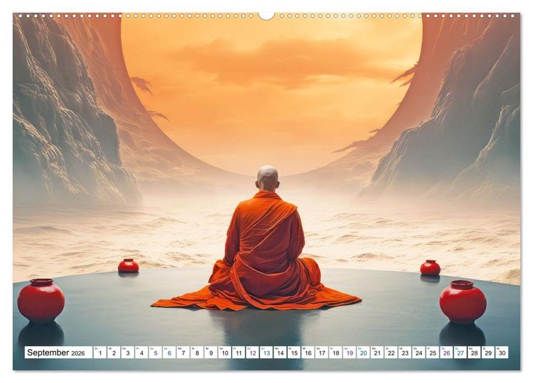 Produktbild: Meditation und weiter Horizont (Wandkalender 2026 DIN A2 quer), CALVENDO Monatskalender