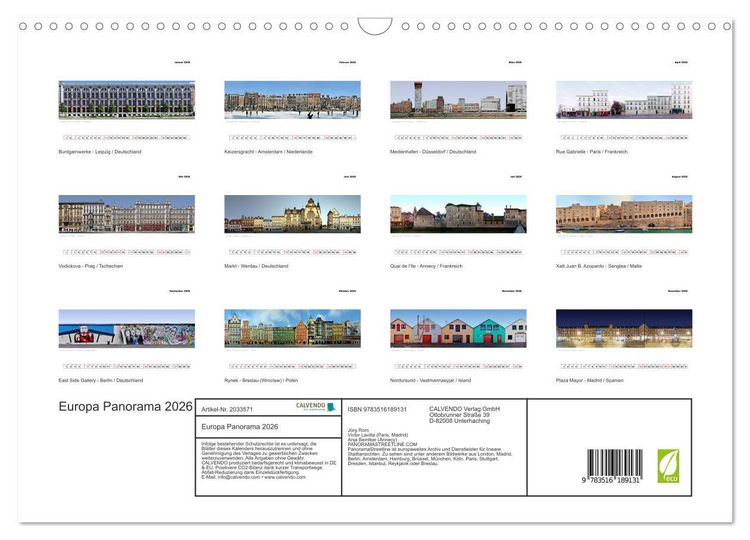 Produktbild: Europa Panorama 2026 (Wandkalender 2026 DIN A3 quer), CALVENDO Monatskalender