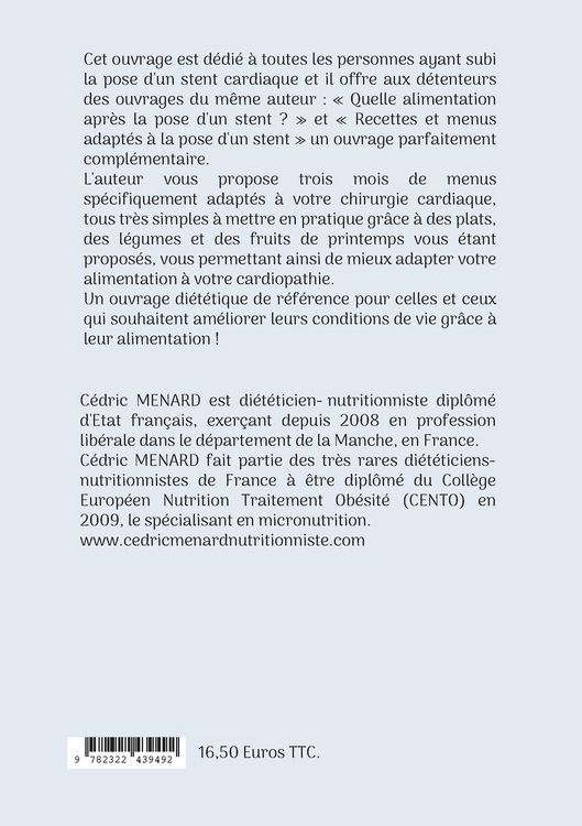 Produktbild: Menus de printemps apr&egrave;s la pose d'un stent cardiaque.