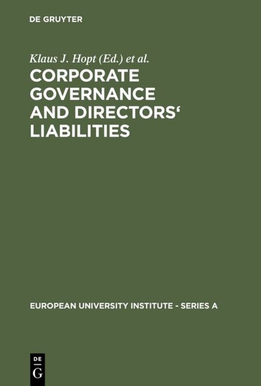 Produktbild: Corporate Governance and Directors' Liabilities