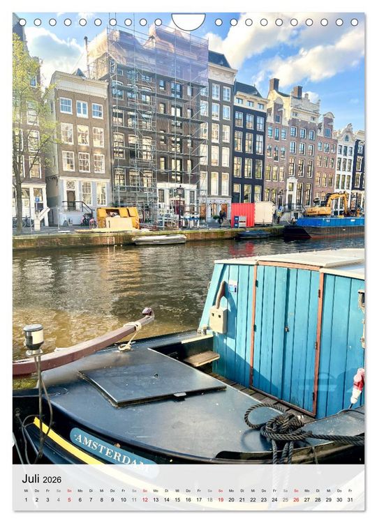 Produktbild: DIE GRACHTENSTADT AMSTERDAM (Wandkalender 2026 DIN A4 hoch), CALVENDO Monatskalender