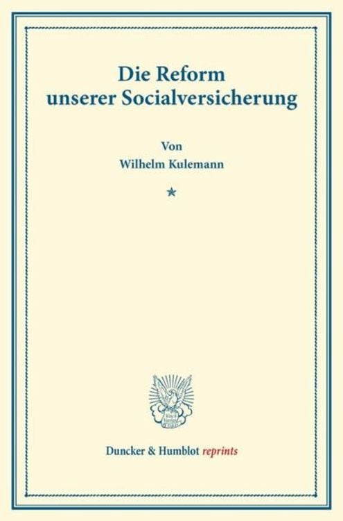 Produktbild: Die Reform unserer Socialversicherung.
