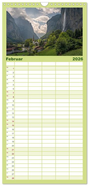 Produktbild: Familienplaner 2026 - Schweiz - Die gr&uuml;ne Lunge Europas mit 5 Spalten (Wandkalender, 21 x 45 cm) CALVENDO