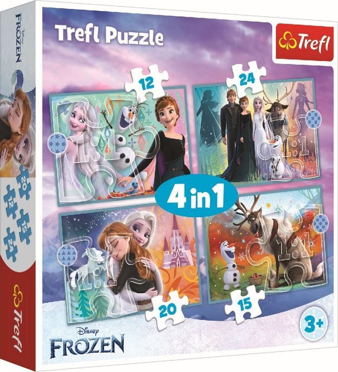 Produktbild: 4 in 1 Puzzle 12,15, 20, 24 Teile Frozen