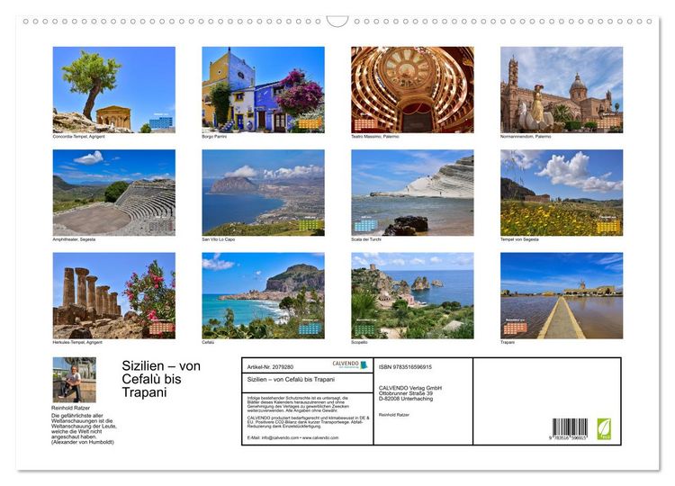 Produktbild: Sizilien &ndash; von Cefal&ugrave; bis Trapani (Wandkalender 2026 DIN A2 quer), CALVENDO Monatskalender