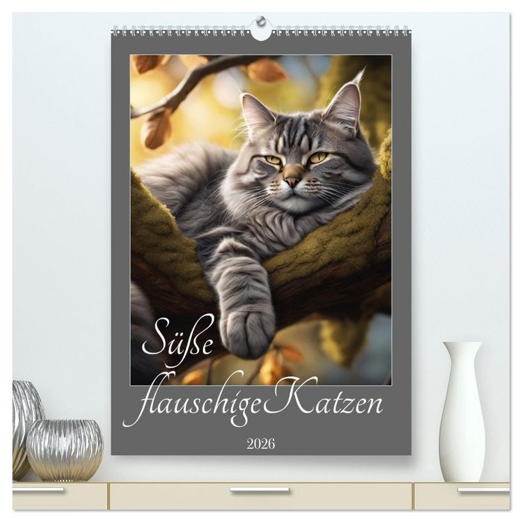 Produktbild: S&uuml;&szlig;e flauschige Katzen (hochwertiger Premium Wandkalender 2026 DIN A2 hoch), Kunstdruck in Hochglanz