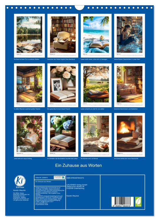 Produktbild: Ein Zuhause aus Worten (Wandkalender 2026 DIN A3 hoch), CALVENDO Monatskalender