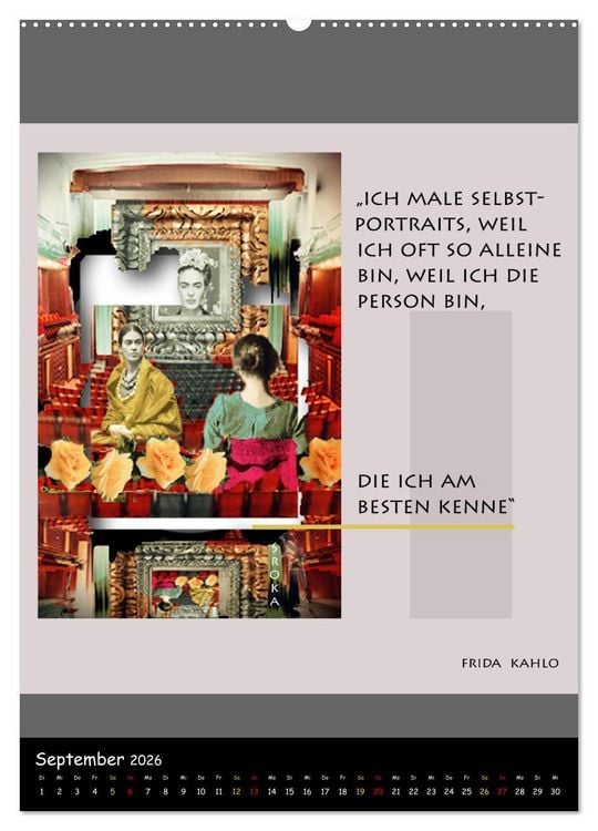 Produktbild: Frida Kahlo - Zitate im Dialog (hochwertiger Premium Wandkalender 2026 DIN A2 hoch), Kunstdruck in Hochglanz