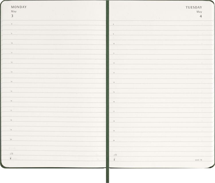 Produktbild: Moleskine 12 Monate Tageskalender 2027, Large/A5, 1 Tag = 1 Seite, Fester Einband, Myrtengr&uuml;n