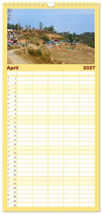 Produktbild: Familienplaner 2027 - Im Kathmandutal mit 5 Spalten (Wandkalender, 21 x 45 cm) CALVENDO