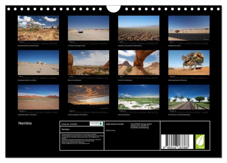 Produktbild: Namibia (Wandkalender 2026 DIN A4 quer), CALVENDO Monatskalender