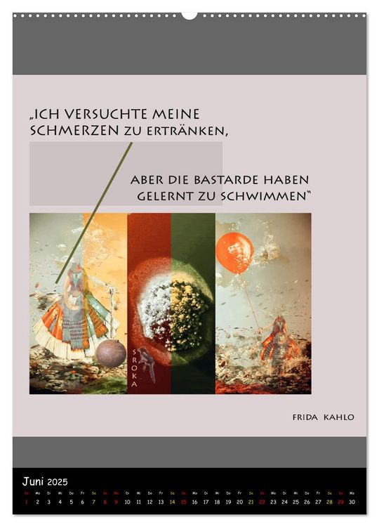 Produktbild: Frida Kahlo - Zitate im Dialog (Wandkalender 2025 DIN A2 hoch), CALVENDO Monatskalender
