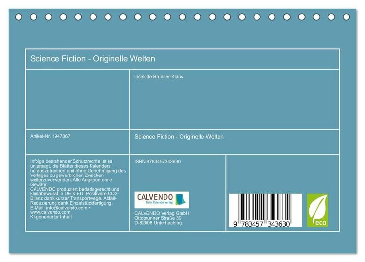 Produktbild: Science Fiction - Originelle Welten (Tischkalender 2026 DIN A5 quer), CALVENDO Monatskalender