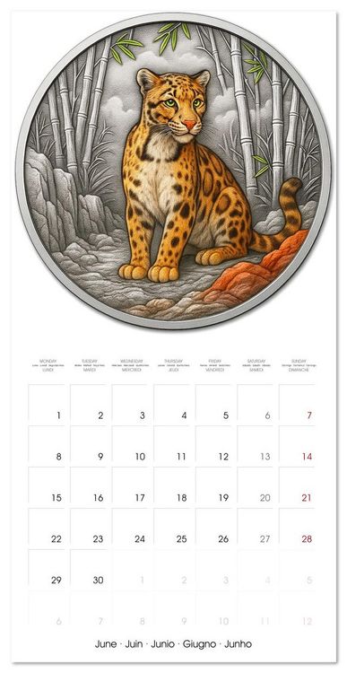 Produktbild: Silver Coin Big Cats (Wall Calendar 2026 12 &times; 12 Inch) CALVENDO 12 Month Wall Calendar
