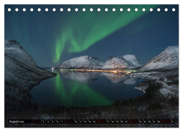 Produktbild: Aurora borealis - Magische Polarlichtn&auml;chte in Island und Norwegen (Tischkalender 2026 DIN A5 quer), CALVENDO Monatskalender
