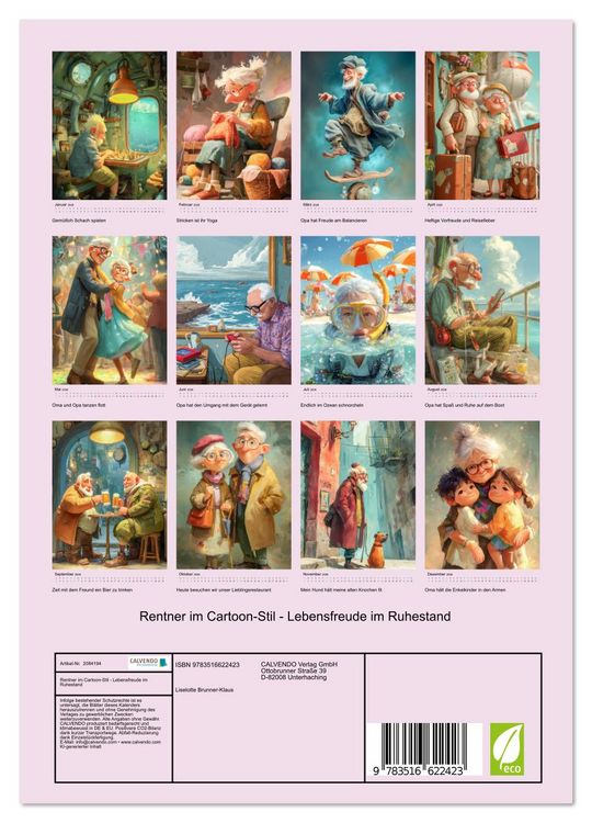 Produktbild: Rentner im Cartoon-Stil - Lebensfreude im Ruhestand (Wandkalender 2026 DIN A4 hoch), CALVENDO Monatskalender