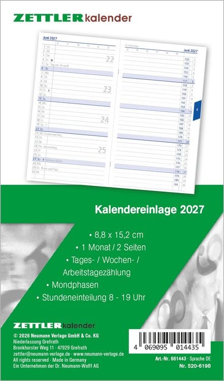 Produktbild: Kalenderersatzeinlage TP 1M/2S 2027