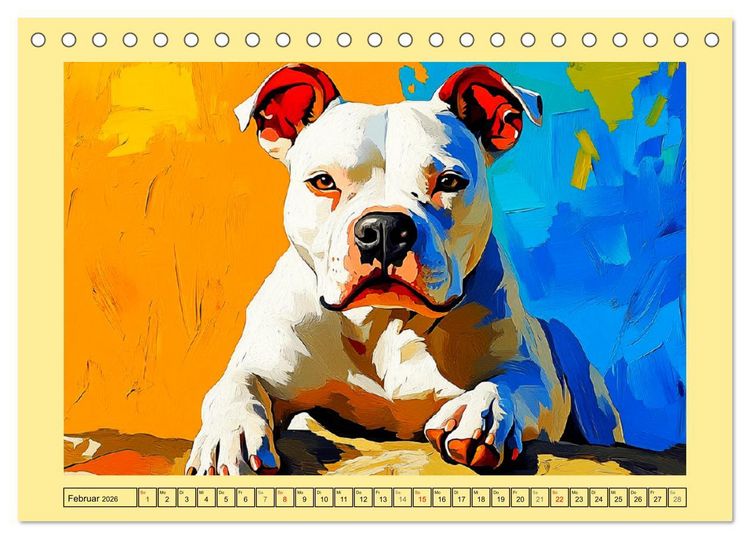 Produktbild: Pit Bulls und Familie. Bunte Bull Breed Sch&ouml;nheiten (Tischkalender 2026 DIN A5 quer), CALVENDO Monatskalender