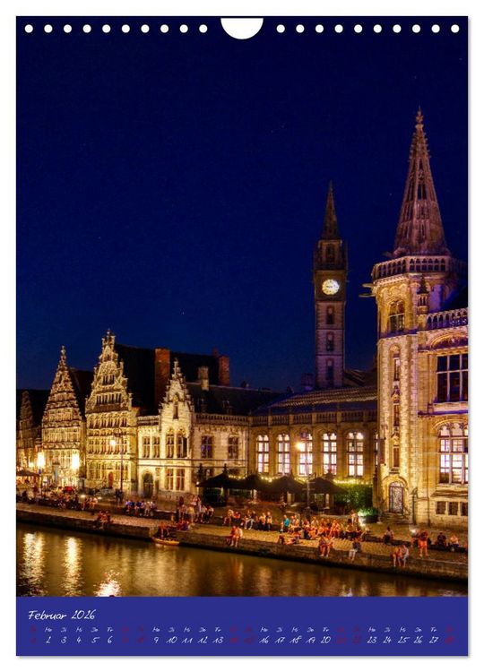 Produktbild: D&auml;mmerung in Gent und Br&uuml;gge (Wandkalender 2026 DIN A4 hoch), CALVENDO Monatskalender