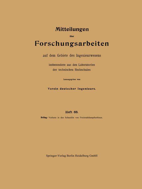 Produktbild: Verluste in den Schaufeln von Freistrahldampfturbinen