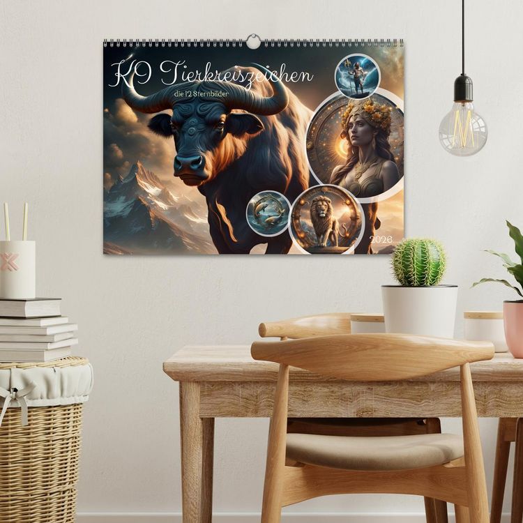 Produktbild: KI Tierkreiszeichen (Wandkalender 2026 DIN A3 quer), CALVENDO Monatskalender