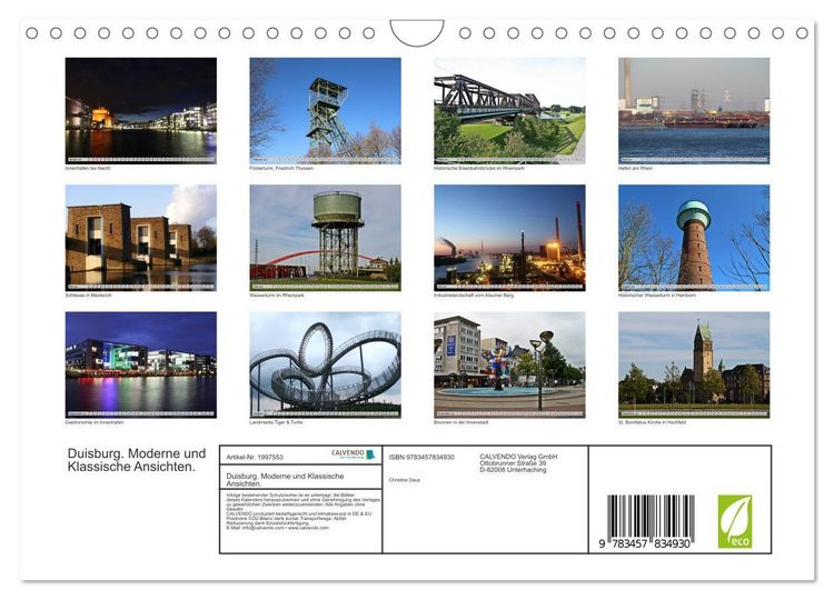 Produktbild: Duisburg. Moderne und Klassische Ansichten. (Wandkalender 2026 DIN A4 quer), CALVENDO Monatskalender