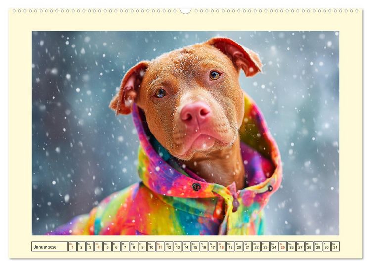 Produktbild: Pit Bull Terrier. Zwischen Wildblumen und Gro&szlig;stadtglanz (hochwertiger Premium Wandkalender 2026 DIN A2 quer), Kunstdruck in Hochglanz