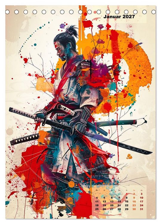 Produktbild: Samurai - Stahl Ehre Mut (Tischkalender 2027 DIN A5 hoch), CALVENDO Monatskalender