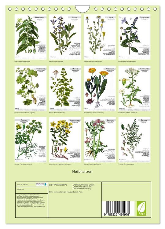 Produktbild: Heilpflanzen (Wandkalender 2026 DIN A4 hoch), CALVENDO Monatskalender