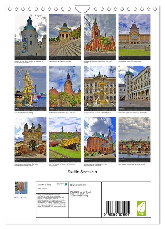 Produktbild: Stettin Szczecin (Wandkalender 2027 DIN A4 hoch), CALVENDO Monatskalender