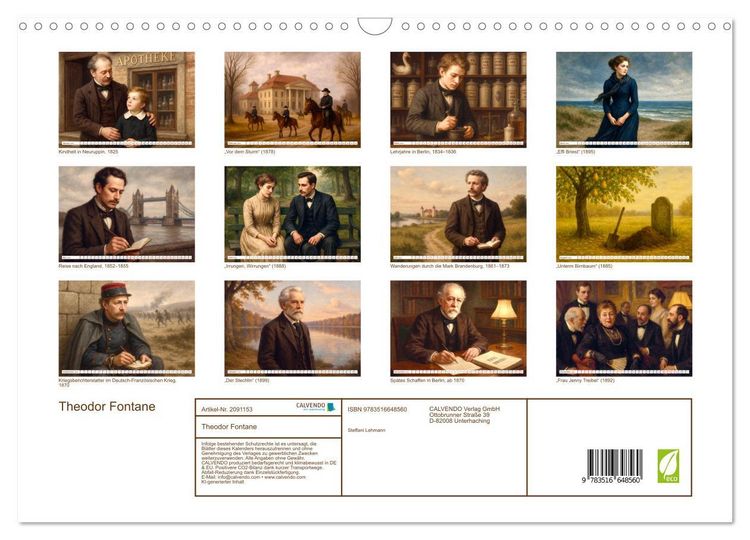 Produktbild: Theodor Fontane (Wandkalender 2026 DIN A3 quer), CALVENDO Monatskalender