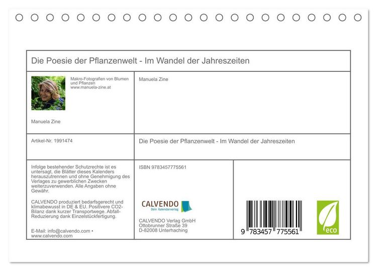 Produktbild: Die Poesie der Pflanzenwelt - Im Wandel der Jahreszeiten (Tischkalender 2026 DIN A5 quer), CALVENDO Monatskalender