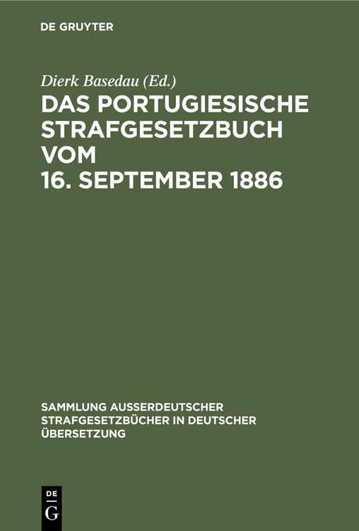 Produktbild: Das Portugiesische Strafgesetzbuch vom 16. September 1886