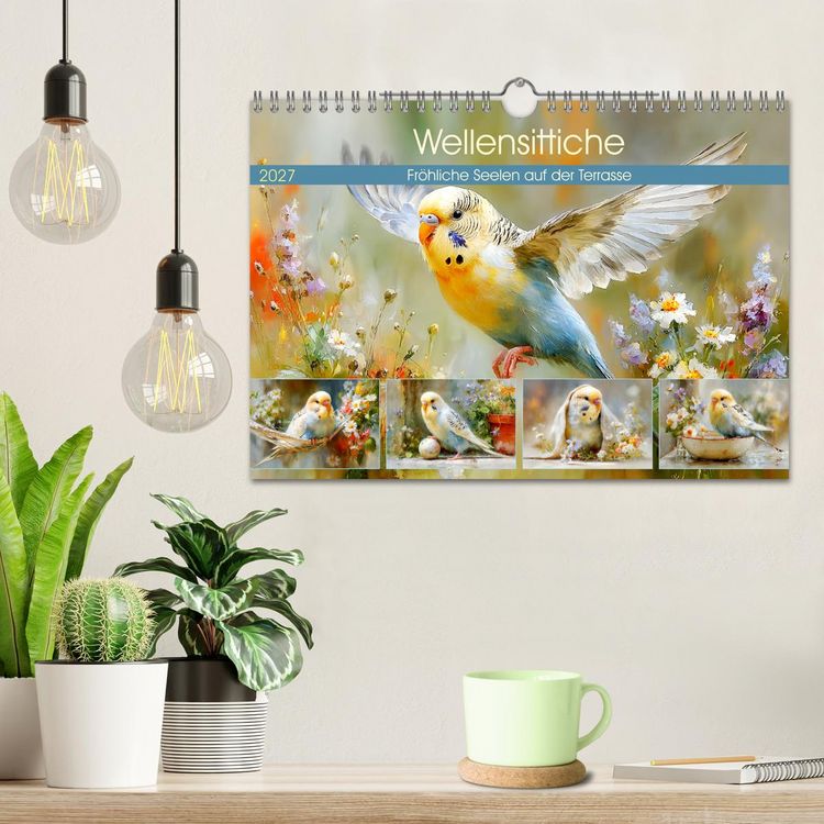 Produktbild: Wellensittiche. Fr&ouml;hliche Seelen auf der Terrasse (Wandkalender 2027 DIN A4 quer), CALVENDO Monatskalender