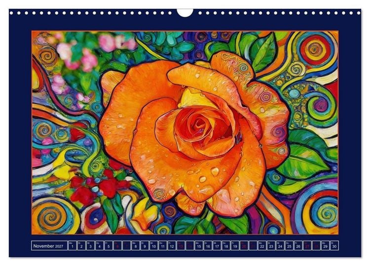 Produktbild: Bl&uuml;ten im verspielten Jugendstil (Wandkalender 2027 DIN A3 quer), CALVENDO Monatskalender