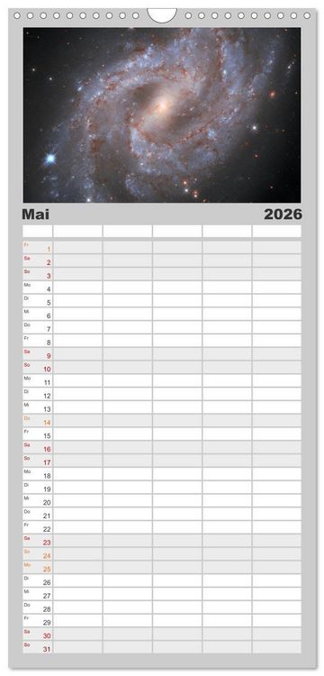 Produktbild: Familienplaner 2026 - Hubble - 35 Jahre atemberaubende Aufnahmen mit 5 Spalten (Wandkalender, 21 x 45 cm) CALVENDO