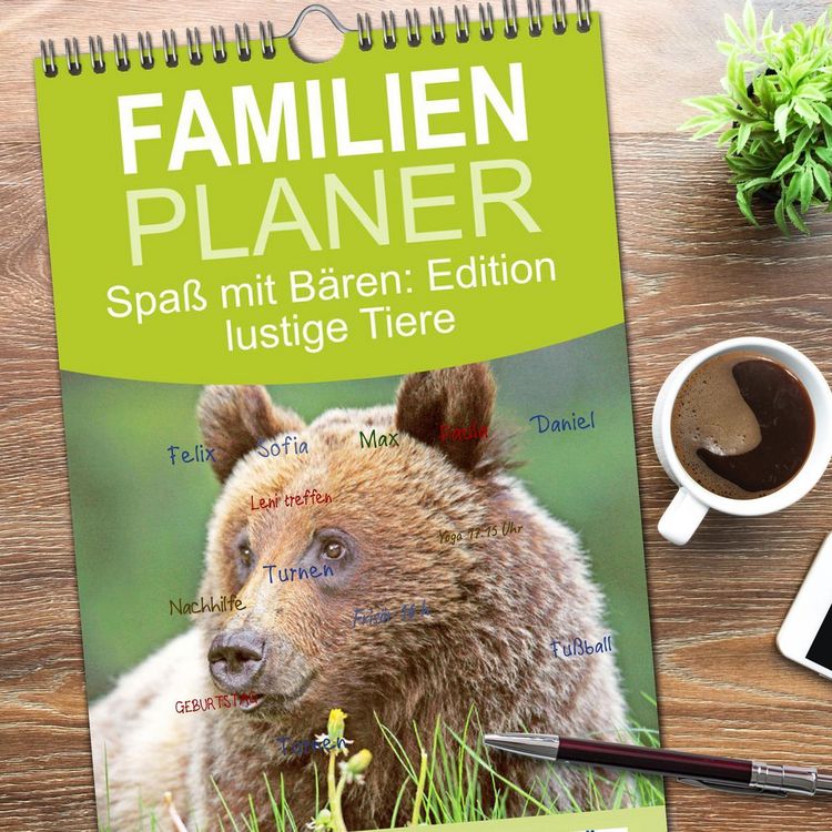 Produktbild: Familienplaner 2026 - Spa&szlig; mit B&auml;ren: Edition lustige Tiere mit 5 Spalten (Wandkalender, 21 x 45 cm) CALVENDO