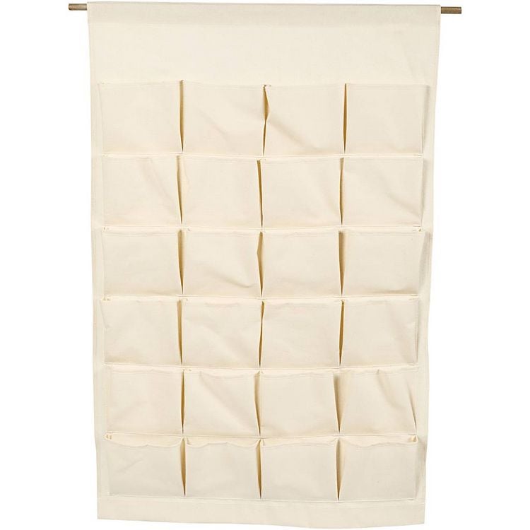 Produktbild: Creativ Company Wohndekoration mit Stoff Organizer-Taschen zum Aufh&auml;ngen, Hellnatur, H 93 cm, B 60 cm, 1 Stk