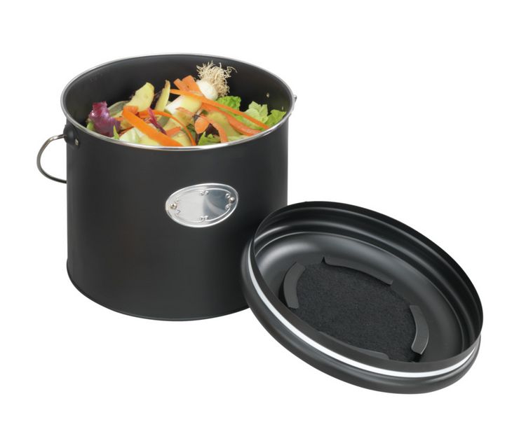 Produktbild: Komposteimer Mod. Nero 6 L, inklusive 3 Aktivkohlefiltern zum Wechseln