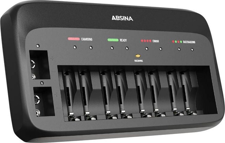 Produktbild: Absina 301003 Schnellladeger&auml;t NiMH, NiCd 9V Block, Micro (AAA), Mignon (AA)