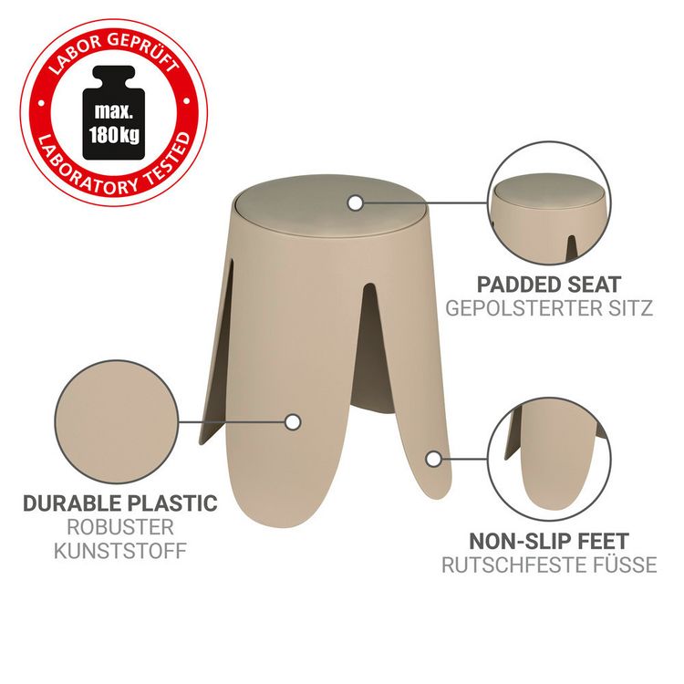 Produktbild: Badhocker Mod. Comiso Beige matt, belastbar bis 180 kg