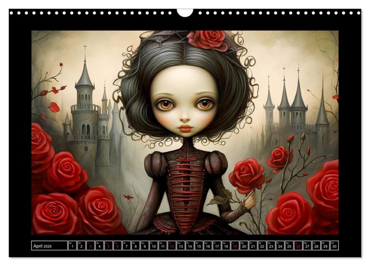 Produktbild: Little Gothic Queens. Surrealistische Illustrationen (Wandkalender 2026 DIN A3 quer), CALVENDO Monatskalender
