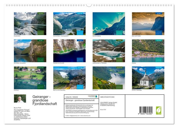 Produktbild: Geiranger - grandiose Fjordlandschaft (Wandkalender 2026 DIN A2 quer), CALVENDO Monatskalender